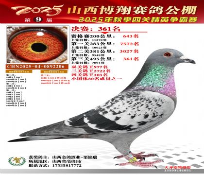 山西博翔决赛361名