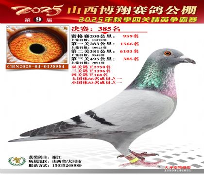 山西博翔决赛385名