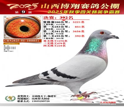 山西博翔决赛392名