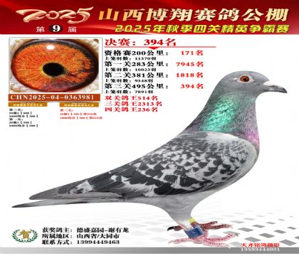 山西博翔决赛394名