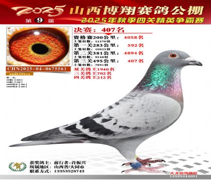 山西博翔决赛407名