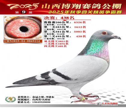 山西博翔决赛438名