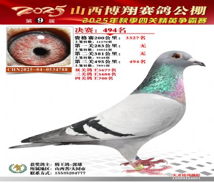 山西博翔决赛494名