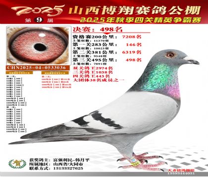 山西博翔决赛498名