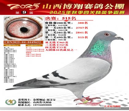 山西博翔決賽515名