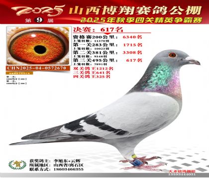 山西博翔決賽617名