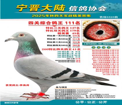 大陸特比四關(guān)鴿王111名