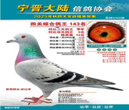 大陸特比四關(guān)鴿王143名