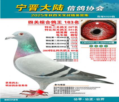 大陸特比四關(guān)鴿王183名