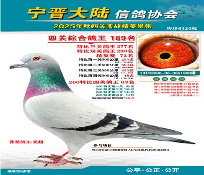大陸特比四關(guān)鴿王189名