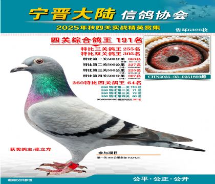 大陸特比四關(guān)鴿王191名