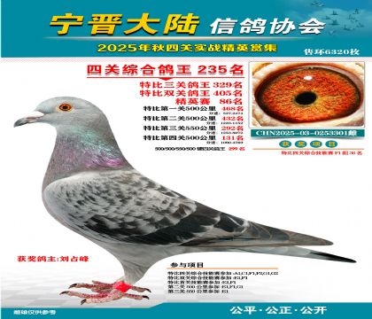 大陸特比四關(guān)鴿王235名