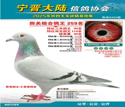 大陸特比四關(guān)鴿王259名