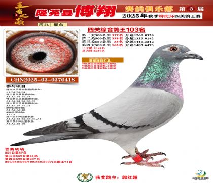 博翔特比四關(guān)鴿王103名