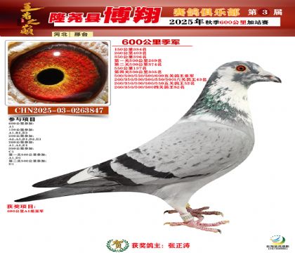 博翔600公里季軍