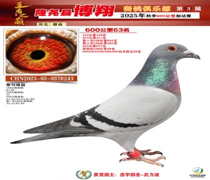 博翔600公里63名