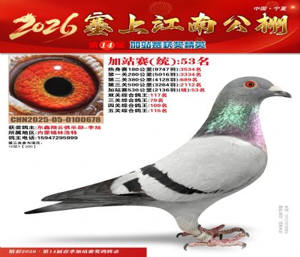 塞上江南加站赛统53名