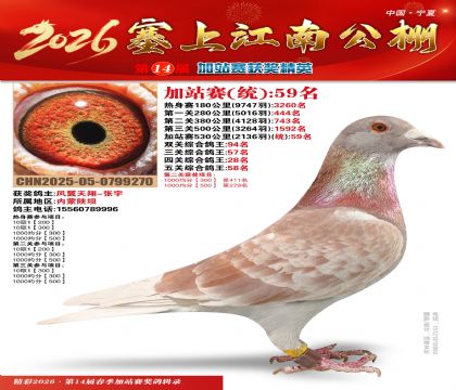 塞上江南加站赛统59名