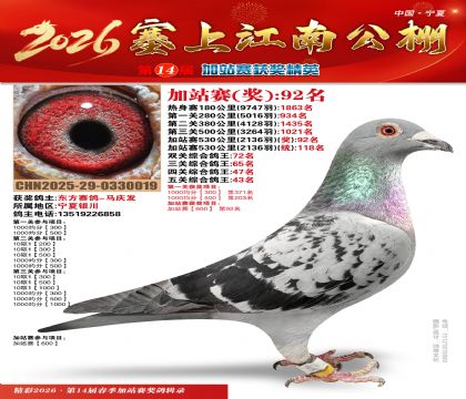 塞上江南加站赛统118名