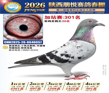 陕西朋悦加站赛301名