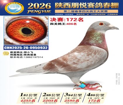 陕西朋悦决赛172名
